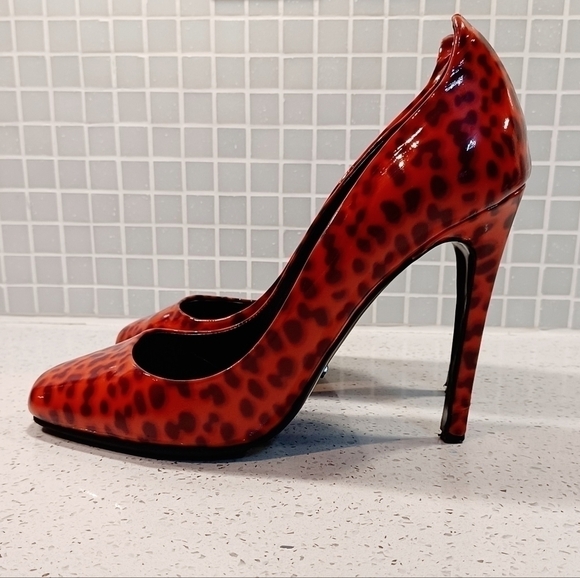 JEROME C Rousseau Aizza leopard red pumps heels shoes 👠 - Picture 2 of 9